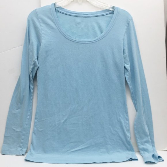 2 Tops Active USA Blue Long Sleeve + Banana Republic Gray Stripe Short Sleeve - Picture 7 of 9